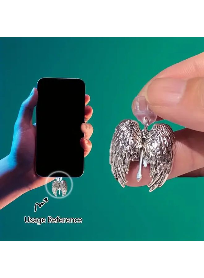 Angel Guardian Wing Mobile Phone Dust Plug For Type C Charging Port With Lanyard - Image 3