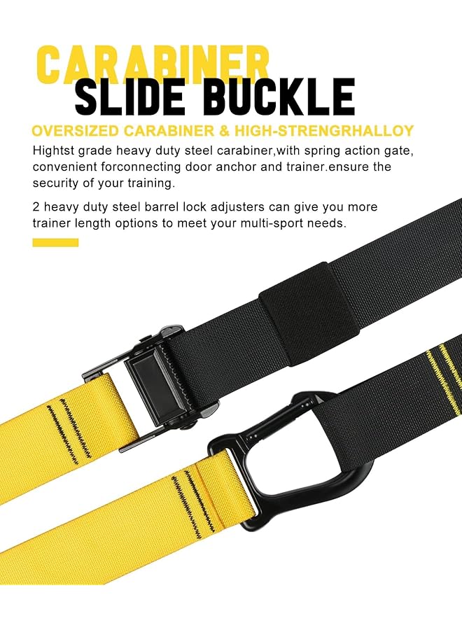 KASTWAVE Home Resistance Training Kit 6 Pack All in ONE Bodyweight Resistance Straps for Full Body Workout Workout Straps with Handles Door Anchor Extension Straps Supports Up to 500Lbs Yellow and Black - Image 3