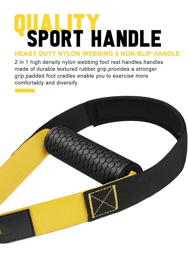 KASTWAVE Home Resistance Training Kit 6 Pack All in ONE Bodyweight Resistance Straps for Full Body Workout Workout Straps with Handles Door Anchor Extension Straps Supports Up to 500Lbs Yellow and Black - Image 2