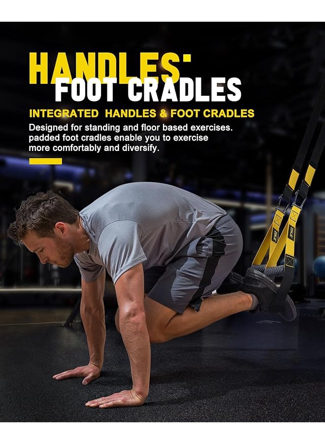 KASTWAVE Home Resistance Training Kit 6 Pack All in ONE Bodyweight Resistance Straps for Full Body Workout Workout Straps with Handles Door Anchor Extension Straps Supports Up to 500Lbs Yellow and Black - Image 5