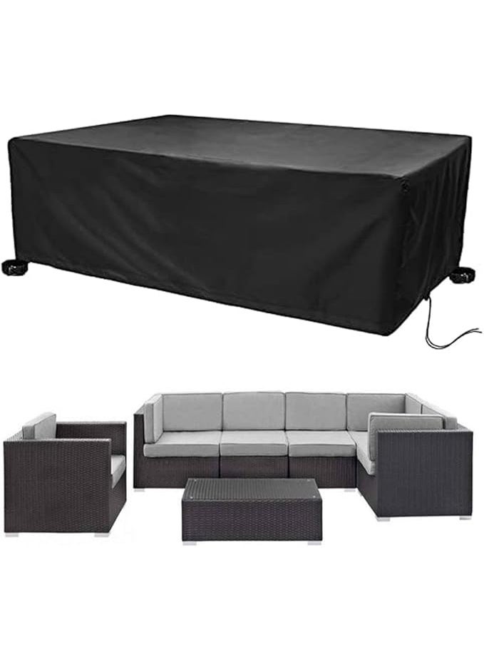 Garden Furniture Covers Extra Large Outdoor Table Covers Waterproof, Heavy Duty Windproof Rectangular Patio Furniture Set Cover - 315x160x74CM - Image 1