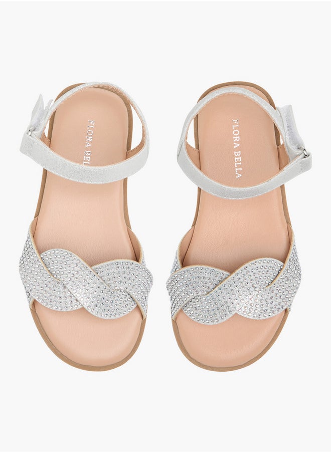 Flora Bella By Shoexpress Girls Embellished Sandals with Hook and Loop Closure  - Image 1