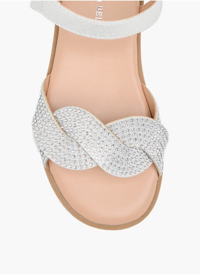 Flora Bella By Shoexpress Girls Embellished Sandals with Hook and Loop Closure  - Image 3