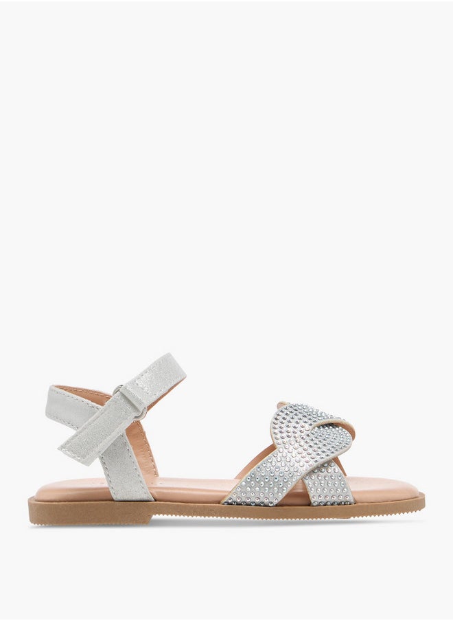 Flora Bella By Shoexpress Girls Embellished Sandals with Hook and Loop Closure  - Image 2