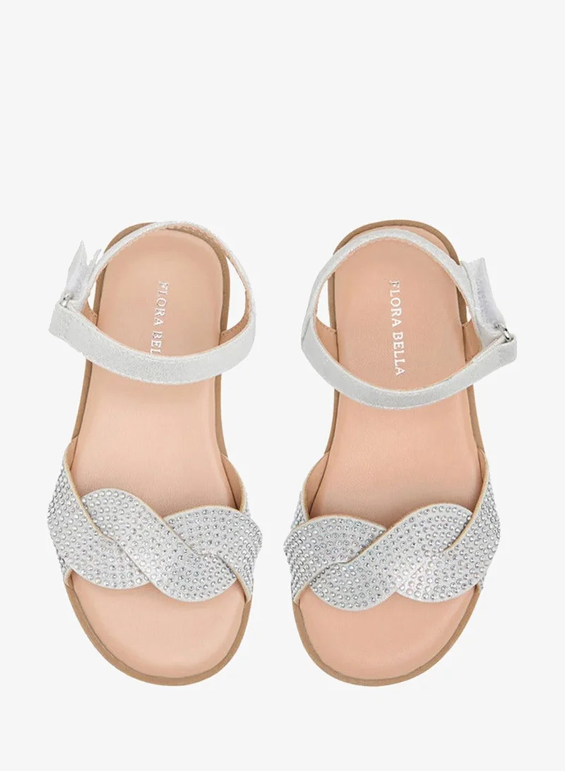 Flora Bella By Shoexpress Girls Embellished Sandals with Hook and Loop Closure