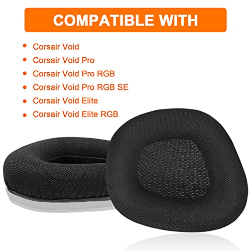G GVOEARS Replacement Ear Pads Cushions for Corsair Void & Corsair Void PRO RGB Wired/Wireless Gaming Headsets with Black Mesh Fabric, Memory Foam - Image 4