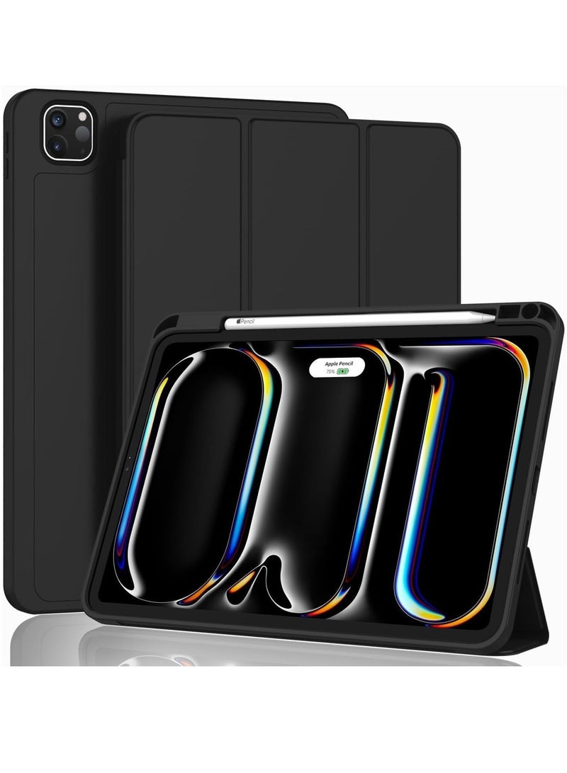 FOCUS Case for iPad Pro 11-inch (M4) 2024 Tri-Fold Smart Tablet PU Leather Case Black - Image 1
