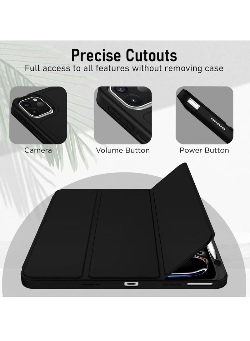 FOCUS Case for iPad Pro 11-inch (M4) 2024 Tri-Fold Smart Tablet PU Leather Case Black - Image 3
