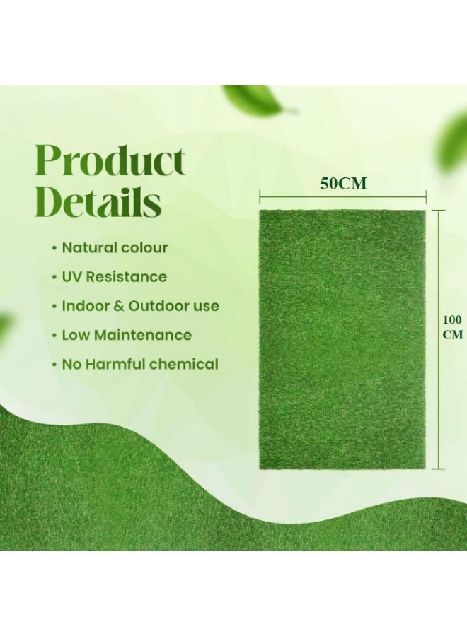 Meetion Artificial Grass Carpet,0.5m(50cm) x 1m(100cm) Realistic Fake Grass Soft,Comfortable,Grass Pad Rugs for Garden Indoor Outdoor Lawn Decoration - Image 2