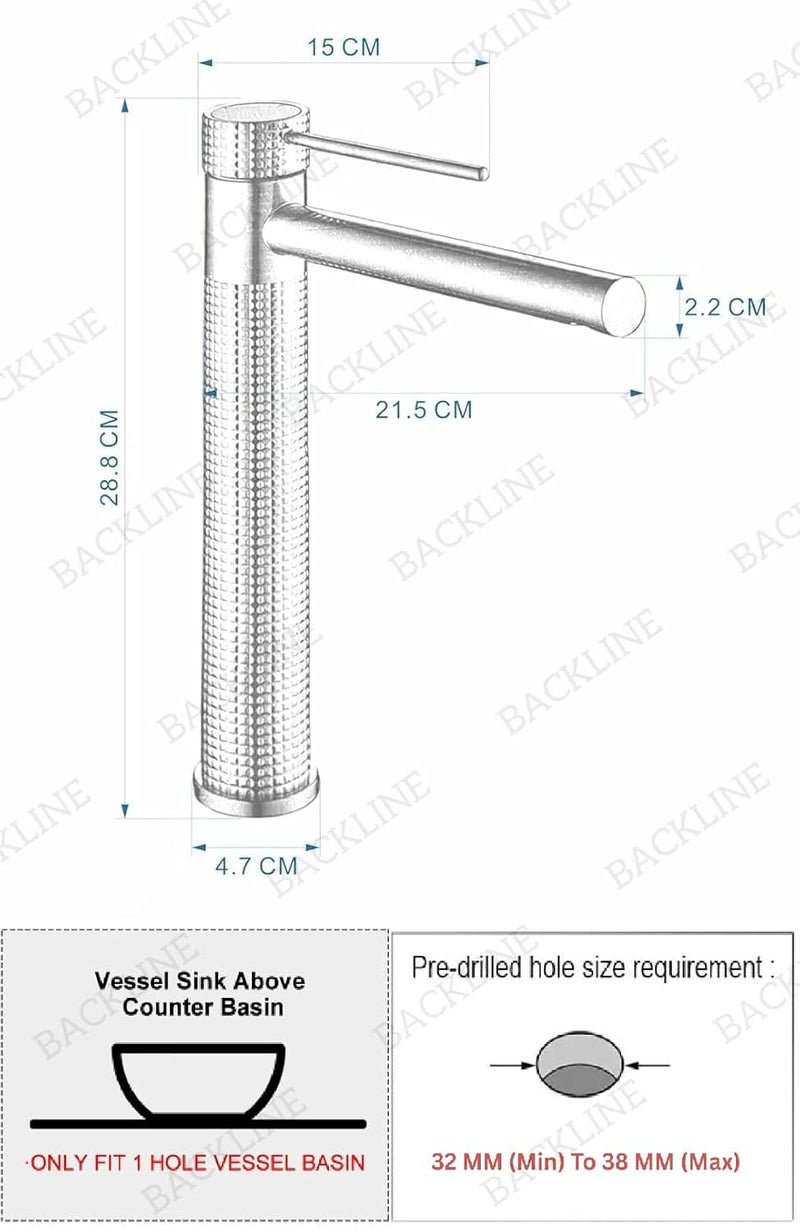 B BACKLINE Brass Basin Mixer Tap | Bathroom Basin Faucet | Pillar Tap For Basins | Hot & Cold Wash Basin Taps | Mixer Tap For Bathroom & Livingroom (Black Matt) - Image 2