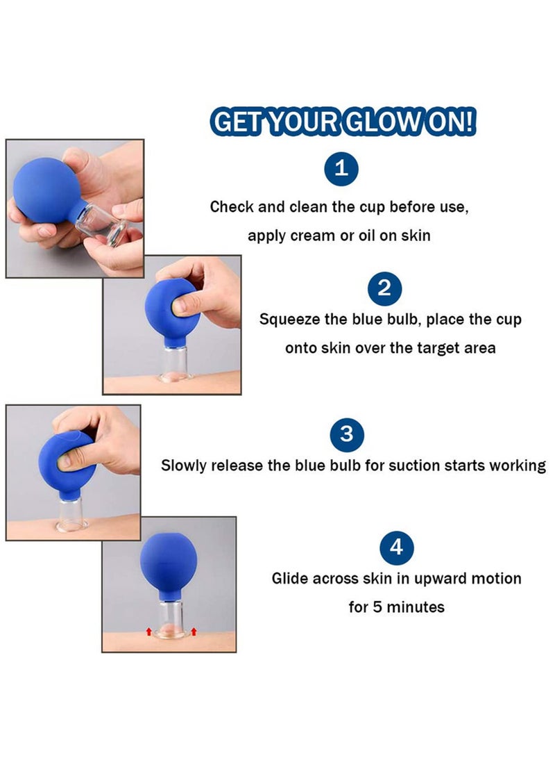 4pcs Health Massage Vacuum Cupping Cups Set - Anti-Cellulite Chinese Therapy Face & Body Cupping Kit with Rubber Head & Glass Cups - Image 5