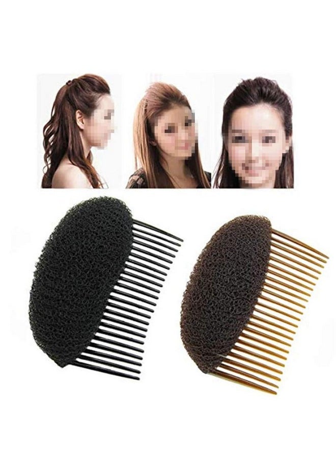 Wendy Mall 2PCS (1Black+1Brown) Bump Up Volume Hair Inserts Comb Hair Styling Tool Bumpits Bouffant Donut Bun Maker Hair Accessories  - Image 1