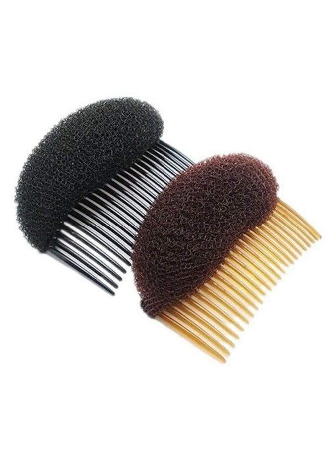 Wendy Mall 2PCS (1Black+1Brown) Bump Up Volume Hair Inserts Comb Hair Styling Tool Bumpits Bouffant Donut Bun Maker Hair Accessories  - Image 2