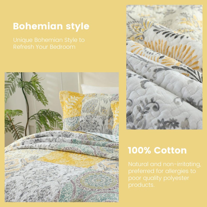 Secgo King Size Comforter Set- 100% Cotton Quilt King Size Set, Green, Sage bedspreads (96 * 108 Inch) with 2 Pillow Shams, Patchwork Reversible Lightweight Bedding - Image 4