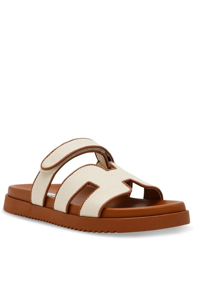 STEVE MADDEN RAFFIA Classic Open-Toe Triple Strap Flat sandals for Women | Best Price UAE