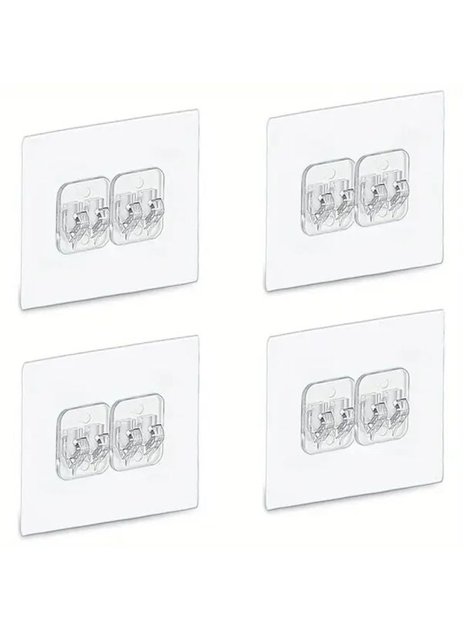 4pcs 2.36x5.51 Inch Clear Plastic Wall Shelves With Strong Adhesive Hooks For Bathroom Kitchen - Image 5
