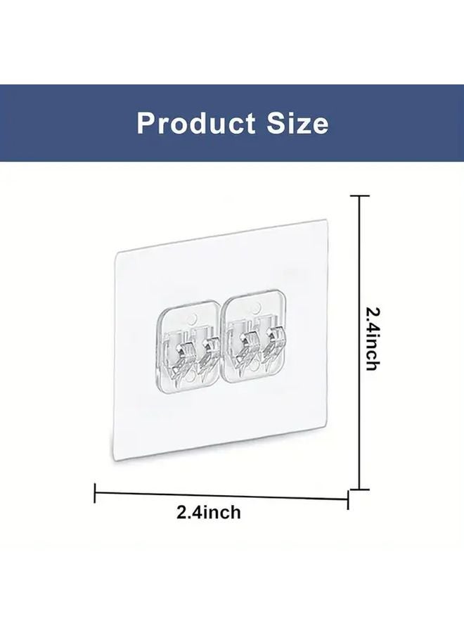4pcs 2.36x5.51 Inch Clear Plastic Wall Shelves With Strong Adhesive Hooks For Bathroom Kitchen - Image 3