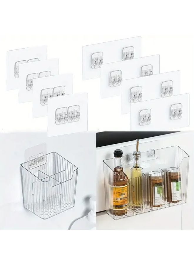 4pcs 2.36x5.51 Inch Clear Plastic Wall Shelves With Strong Adhesive Hooks For Bathroom Kitchen - Image 2