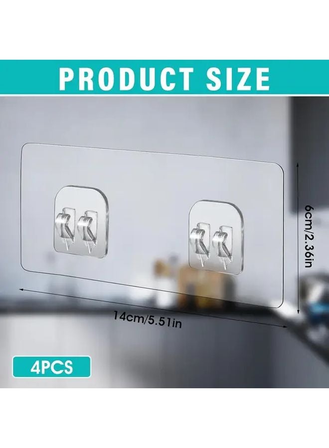 4pcs 2.36x5.51 Inch Clear Plastic Wall Shelves With Strong Adhesive Hooks For Bathroom Kitchen - Image 4