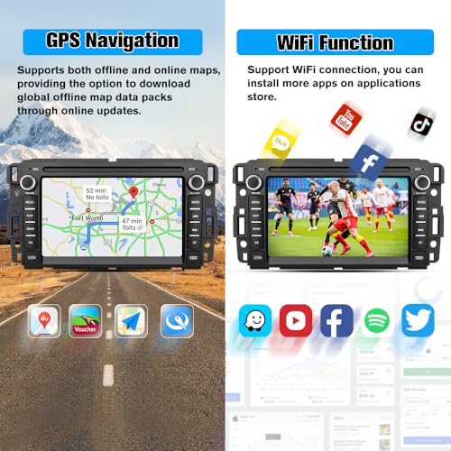 AWESAFE Car Stereo for Chevrolet Chevy Silverado/GMC Sierra Yukon Tahoe/Buick, Touch Screen Radio Wireless Carplay Android Auto with Bluetooth AM FM GPS Navigation - 2G Ram 32G ROM - Image 5