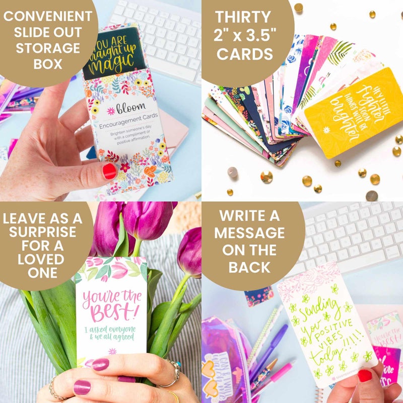 bloom daily planners Encouragement Card Deck - Cute Inspirational Quote Notecards - Set of Thirty 2" x 3.5" - Assorted Designs - Image 4