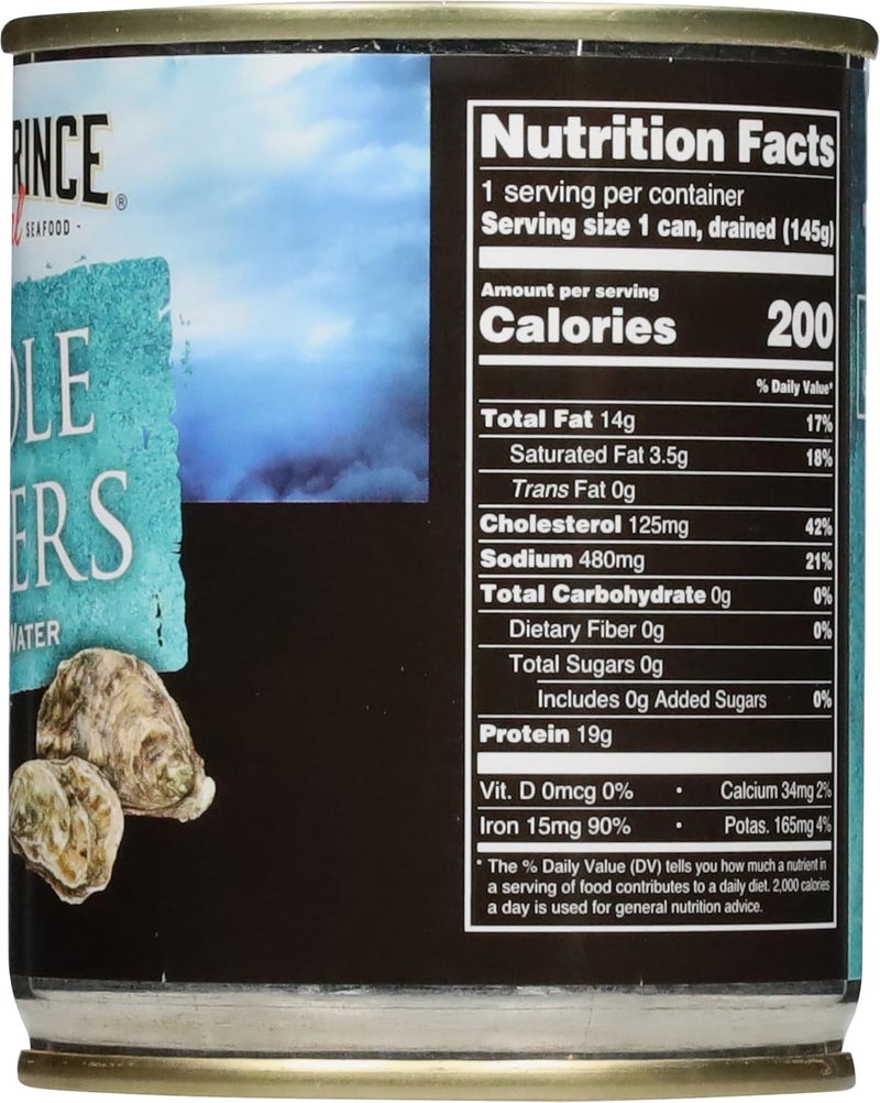 Crown Prince Natural Whole Boiled Oysters in Water, 8-Ounce Cans (Pack of 12) - Image 4