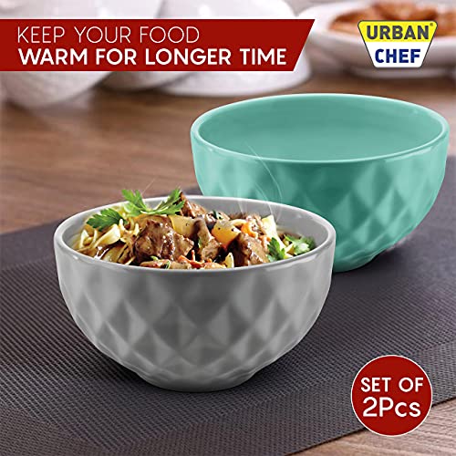 URBAN CHEF Ceramic Bowl | 500 ml | Kitchen Accessories Items for Home, Serving Bowl,Bowl Set for Gift, Microwave Safe Bowl Set, Ice Cream Bowl, Prism Ceramic Handcrafted (Set of 2 - Colour May Vary) - Image 3