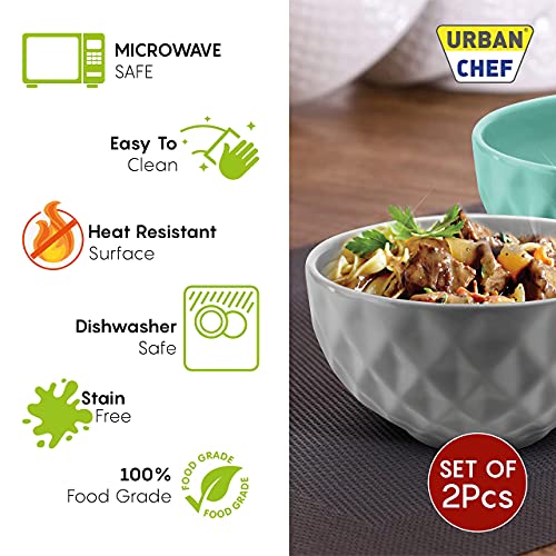 URBAN CHEF Ceramic Bowl | 500 ml | Kitchen Accessories Items for Home, Serving Bowl,Bowl Set for Gift, Microwave Safe Bowl Set, Ice Cream Bowl, Prism Ceramic Handcrafted (Set of 2 - Colour May Vary) - Image 2