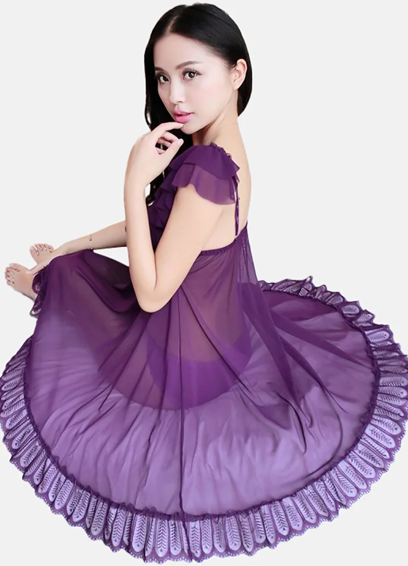 YUNIQEE Purple Solid Babydoll