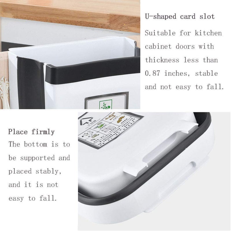 RIVUGJA RIVUGJA Folding Kitchen Trash Can Wall Mounted Folding Waste Bin Hanging Garbage Can for Kitchen Garbage Box for Bedroom Bathroom Car Trash Bag Storage Box Multi colour  - Image 5