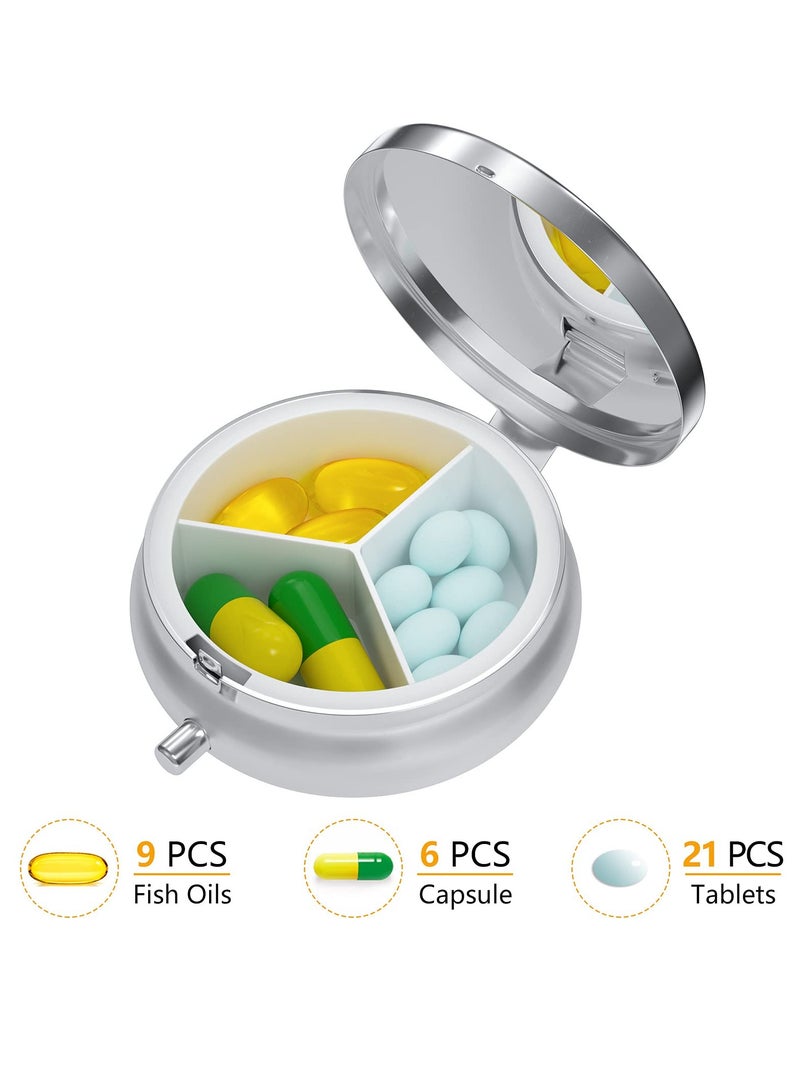 Pill Organizer Pill Box Portable and Compact Medicine Organizer for Purse and Pocket Waterproof Seal Pill Container Holder to Hold Vitamins Medication Fish Oil and Supplements Blue Marble - Image 2