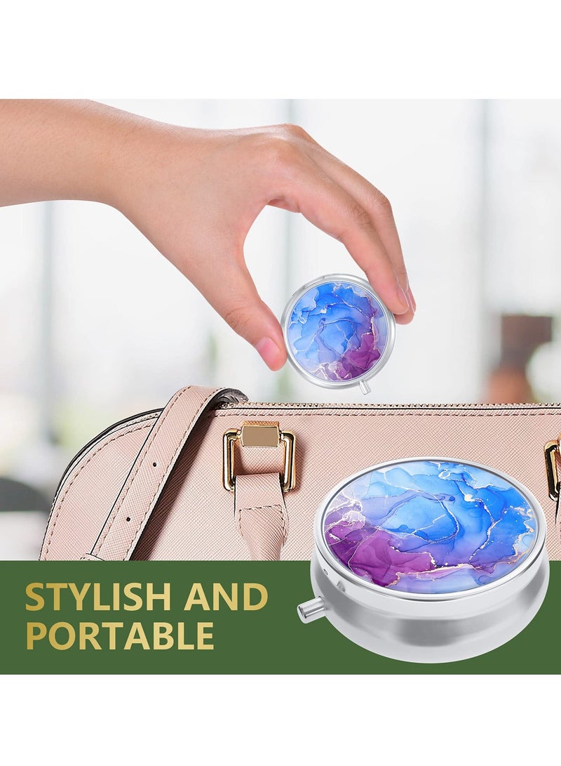Pill Organizer Pill Box Portable and Compact Medicine Organizer for Purse and Pocket Waterproof Seal Pill Container Holder to Hold Vitamins Medication Fish Oil and Supplements Blue Marble - Image 5