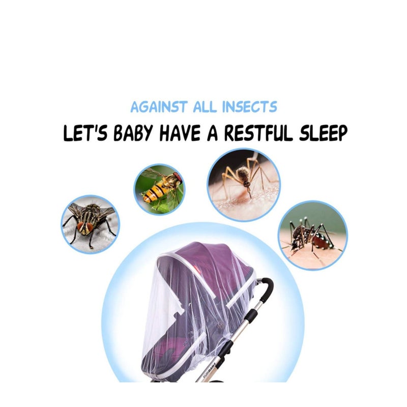 SOLARAE Mosquito Net for Stroller - 2 Pack Durable Baby Stroller Mosquito Net - Perfect Bug Net for Strollers, Bassinets, Cradles, Playards, Portable Mini Crib Odorless & Durable Material - Image 3