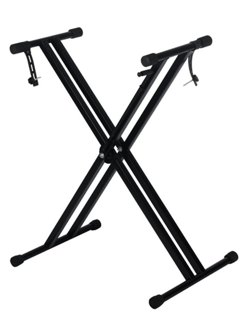 Bukela Piano Stand Frameworks Deluxe X-Style Keyboard Stand Height & Width Adjustable with Quick Release Mechanism, For 54-88 Key Electric Pianos, Black - Image 1