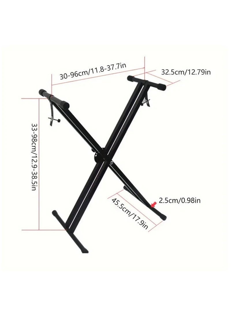Bukela Piano Stand Frameworks Deluxe X-Style Keyboard Stand Height & Width Adjustable with Quick Release Mechanism, For 54-88 Key Electric Pianos, Black - Image 2
