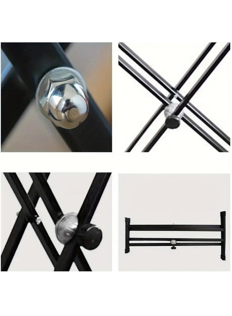 Bukela Piano Stand Frameworks Deluxe X-Style Keyboard Stand Height & Width Adjustable with Quick Release Mechanism, For 54-88 Key Electric Pianos, Black - Image 5