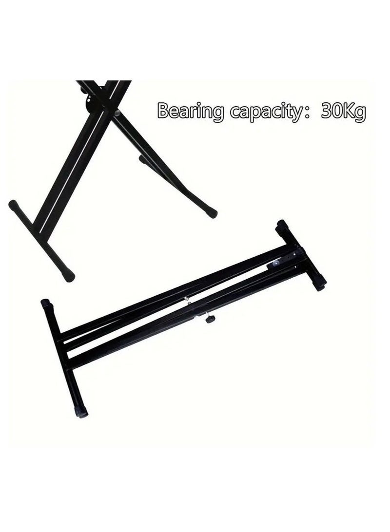 Bukela Piano Stand Frameworks Deluxe X-Style Keyboard Stand Height & Width Adjustable with Quick Release Mechanism, For 54-88 Key Electric Pianos, Black - Image 4