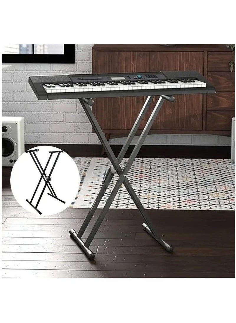 Bukela Piano Stand Frameworks Deluxe X-Style Keyboard Stand Height & Width Adjustable with Quick Release Mechanism, For 54-88 Key Electric Pianos, Black - Image 3