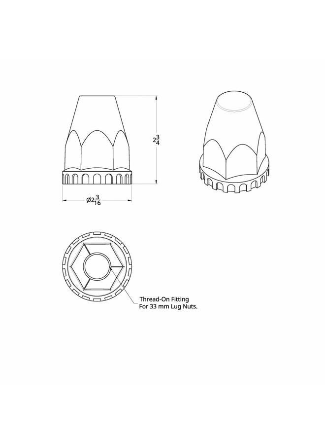 United Pacific 10064CB 33mm x 2-3/4" Chrome Plastic Original Nut Covers - Thread-On (Box of 60) - Image 5