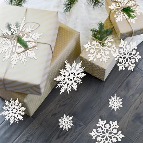 kockuu 36pcs Snowflakes-Christmas Tree Decorations, Snowflake Ornaments for Tree, Plastic Glitter White Snow Flakes Ornaments, Christmas Indoor Winter Wonderland Decor - Image 5