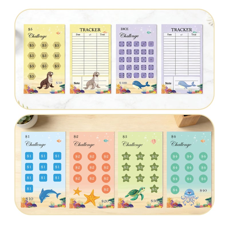 SMARSTICKER 32 Pcs Savings Challenge Trackers Money Saving Wallet Budget Savings Cards for Cash Envelope - 5.9 x 3.4 Inch Money Organizer Book Budgets Savings Challenges Planner - Image 4