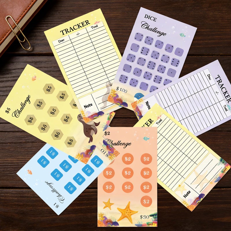 SMARSTICKER 32 Pcs Savings Challenge Trackers Money Saving Wallet Budget Savings Cards for Cash Envelope - 5.9 x 3.4 Inch Money Organizer Book Budgets Savings Challenges Planner - Image 5