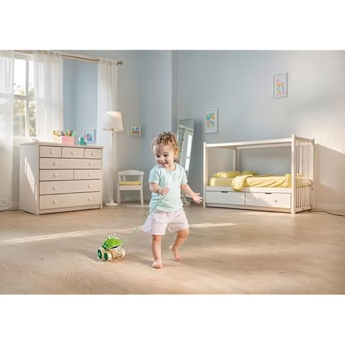 WOODEN PULL-ALONG TOY FOR TODDLERS MONTESSORI PULL TOY, ECO-FRIENDLY WOODEN FROG ANIMAL WALKING FOR BABIES 12 MONTHS+, EDUCATIONAL FINE MOTOR SKILL DEVELOPMENT, NON-TOXIC SAFE KIDS GIFT - Image 4