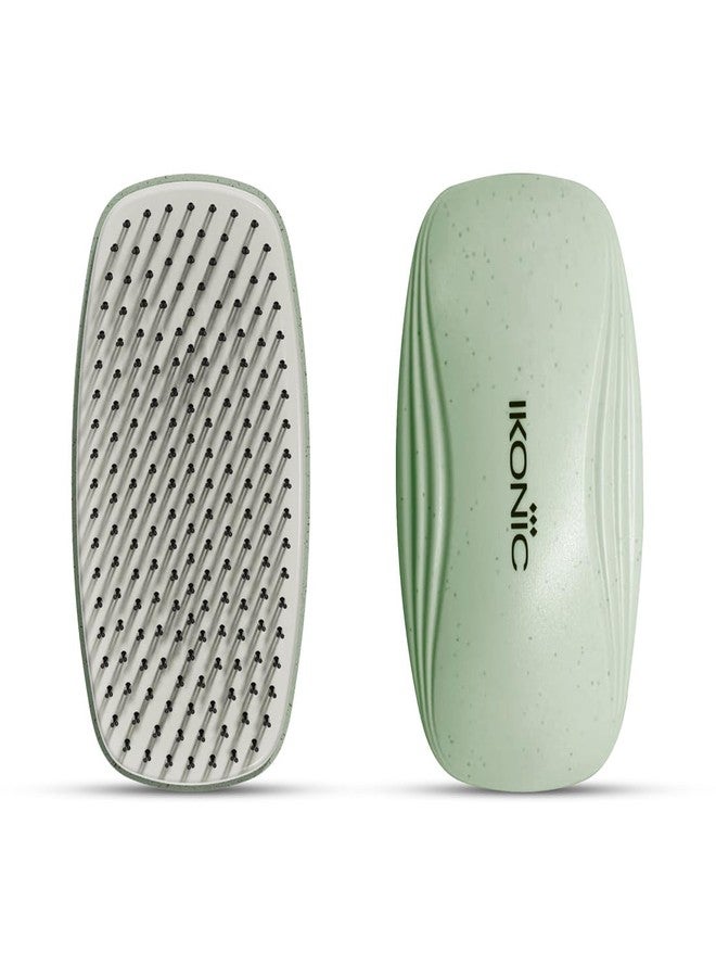 Ikonic Me Travel Hair Brush IKM-2122, Eco Conscious, Wheat Straw, Soft Nylon Bristles, Pain Free Detangling, Palm Grip Design, Anti Breakage, Frizz Control, Wet & Dry Use, All Hair Types - Jade Green - Image 2