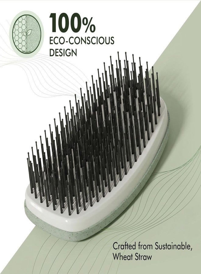 Ikonic Me Travel Hair Brush IKM-2122, Eco Conscious, Wheat Straw, Soft Nylon Bristles, Pain Free Detangling, Palm Grip Design, Anti Breakage, Frizz Control, Wet & Dry Use, All Hair Types - Jade Green - Image 5