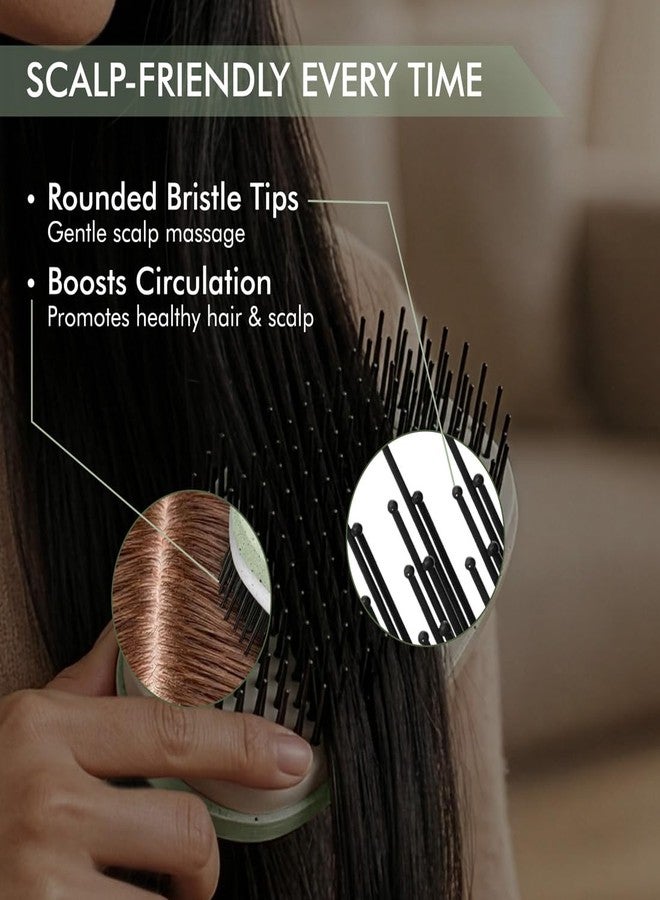 Ikonic Me Travel Hair Brush IKM-2122, Eco Conscious, Wheat Straw, Soft Nylon Bristles, Pain Free Detangling, Palm Grip Design, Anti Breakage, Frizz Control, Wet & Dry Use, All Hair Types - Jade Green - Image 4