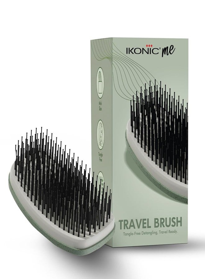 Ikonic Me Travel Hair Brush IKM-2122, Eco Conscious, Wheat Straw, Soft Nylon Bristles, Pain Free Detangling, Palm Grip Design, Anti Breakage, Frizz Control, Wet & Dry Use, All Hair Types - Jade Green - Image 1