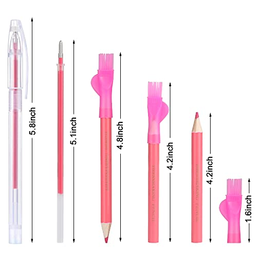 CampTek Tailors Chalk & Fabric Markers for Quilting - 10PCS Tailor's Chalk, 4PCS Heat Erasable Pens with 4 Refills, 3 PCS Sewing Fabric Pencils - Image 4