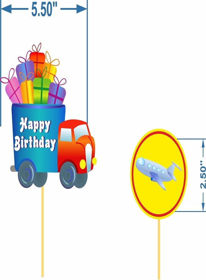 Untumble Vehicle Cake Topper Set - 1 Vehicle & 24 Transport Theme Cup Toppers | Birthday Decoration for Boys | Pack of 25 - Image 5