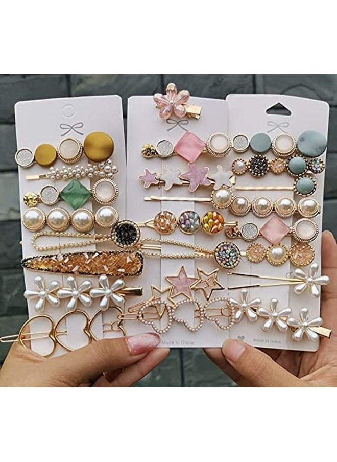 Aliza Metal Hair Clips Barrettes Pins For Women Geometric Shape Hollow Hairpin Korean Clips Hair Clip Clampspearl Metal Clips Combo Pack Of 8 Design For Girls Pearl Marble (8 Pcs Hair Pins)  - Image 4